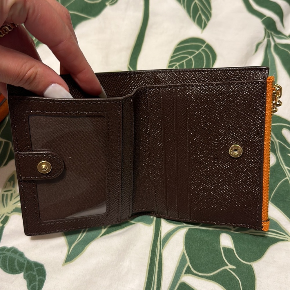 Used Orange Coach Mini Bag w/ Strap and Matching Wallet - Picture 4 of 16
